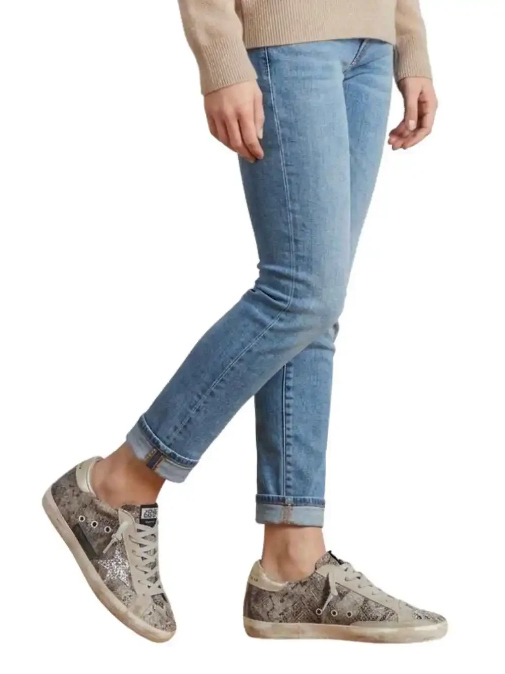 Golden Goose Super-Star Snake Print Glitter Canvas Sneakers Women's Size 39 - Picture 1 of 8